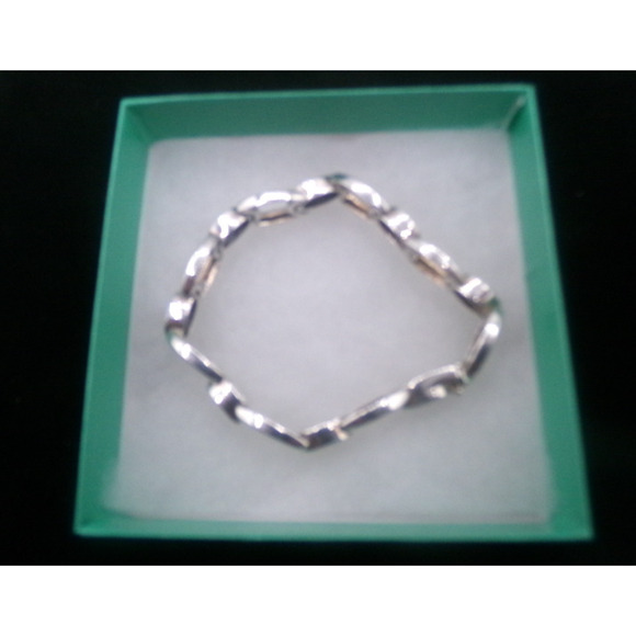 VINTAGE STERLING SILVER & ONYX BRACELET Oval Link Chain link clasp closure - Picture 16 of 16